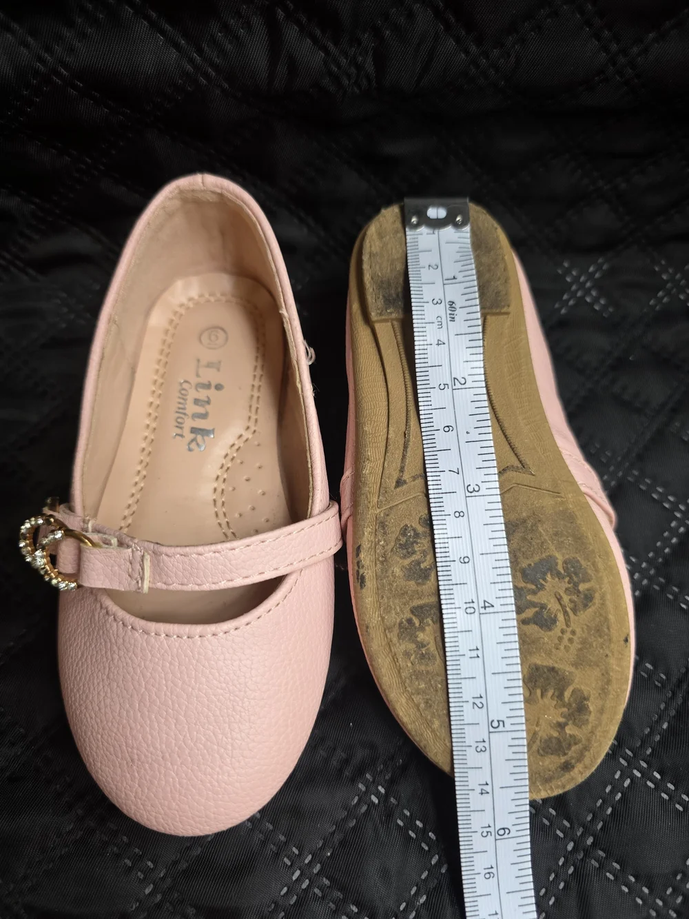 Link Comfort Toddler Girls Pink Mary Jane Rhinestone Dress Shoes Size 6